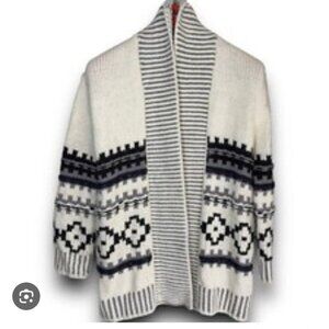 Gap Fair Isle Open Front Cardigan Sweater M/L Multicolor Nordic Chunky Cable